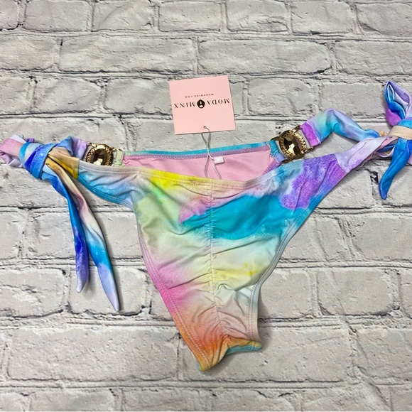 Moda Minx Rio Rainbow Amour crystal tie side brazilian bikini bottom Small NEW - Picture 4 of 7